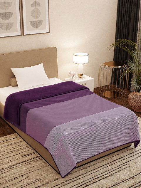 

Story@home Purple Striped AC Room 400 GSM Single Bed Blanket
