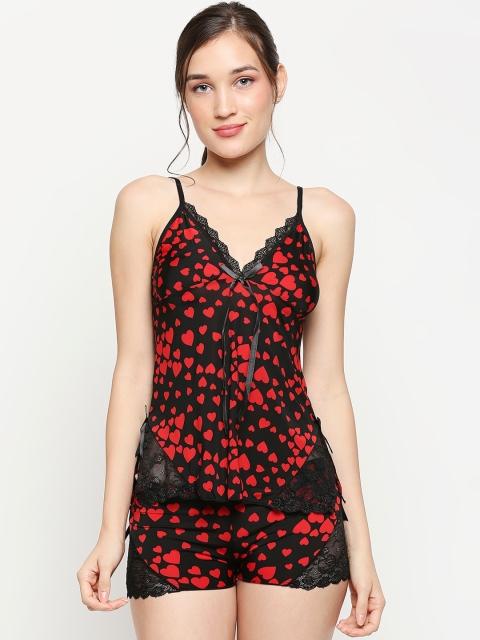 

Lady Love Women Black & Red Printed Night Suit