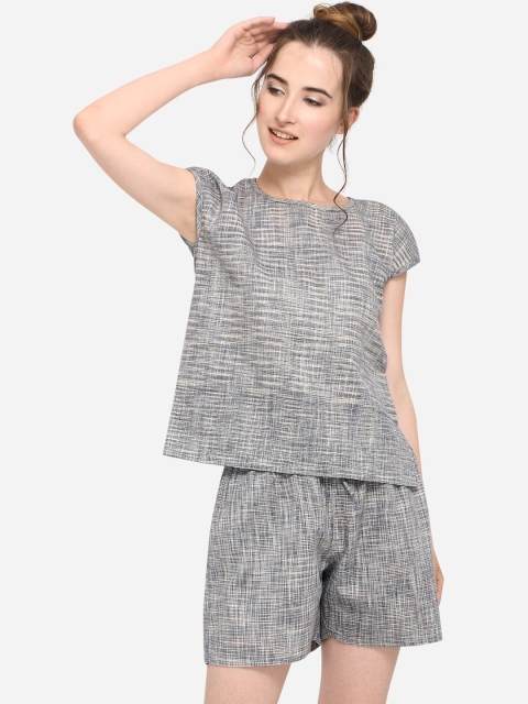 

Mesmora Women Cotton Grey Printed Night Suit