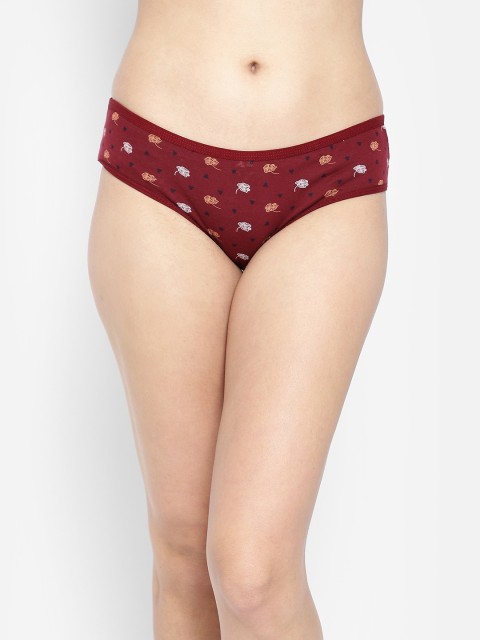 

Clovia Women Maroon & White Floral Printed Cotton Hipster Briefs