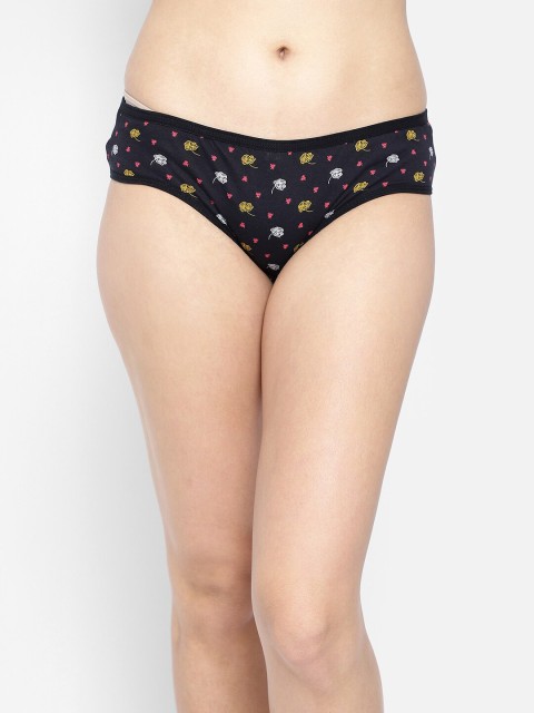 

Clovia Women Black & Yellow Floral Printed Cotton Hipster Briefs PN3464Q133XL