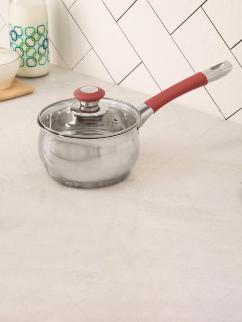 

Home Centre Silver-Toned & Red Solid Elite-Magnus Stainless Steel Sauce Pan