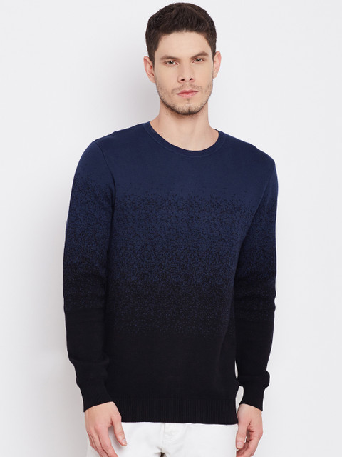 

United Colors of Benetton Men Navy Patterned Sweater, Navy blue