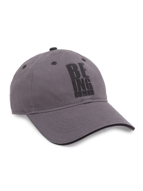 

Being Human Men Grey & Black Embroidered Pure Cotton Baseball Cap