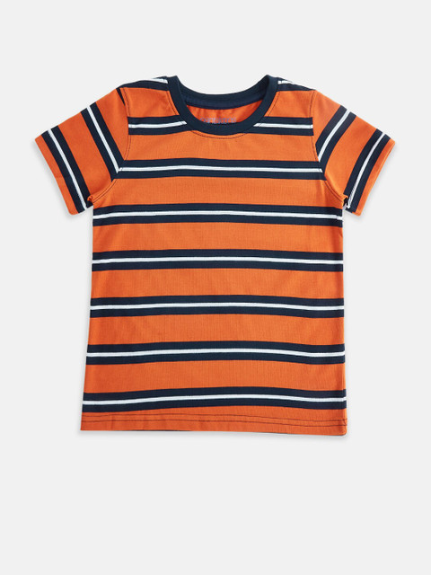 

Pantaloons Junior Boys Orange Striped T-shirt