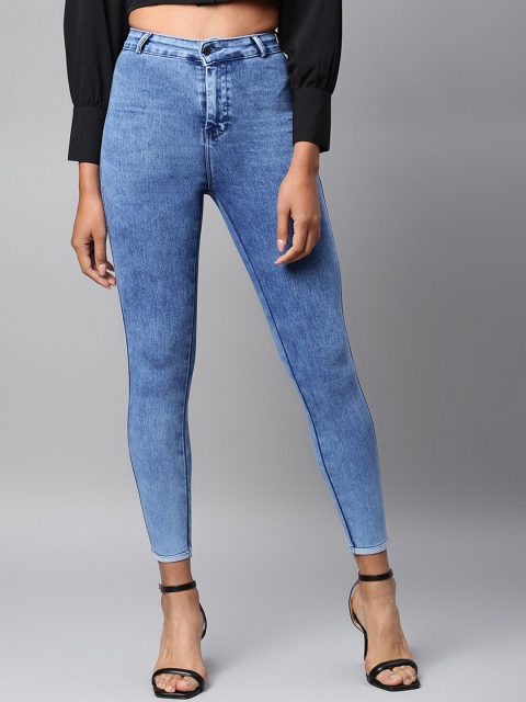 

Code 61 Women Blue Super Skinny Fit High-Rise Light Fade Jeans