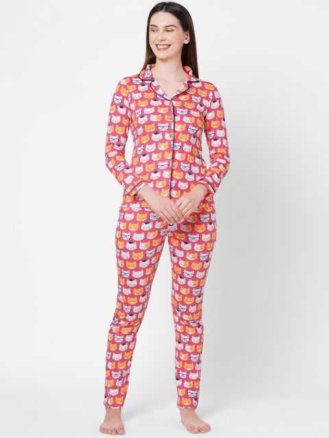 

Sweet Dreams Women Pink & Orange Printed Night suit