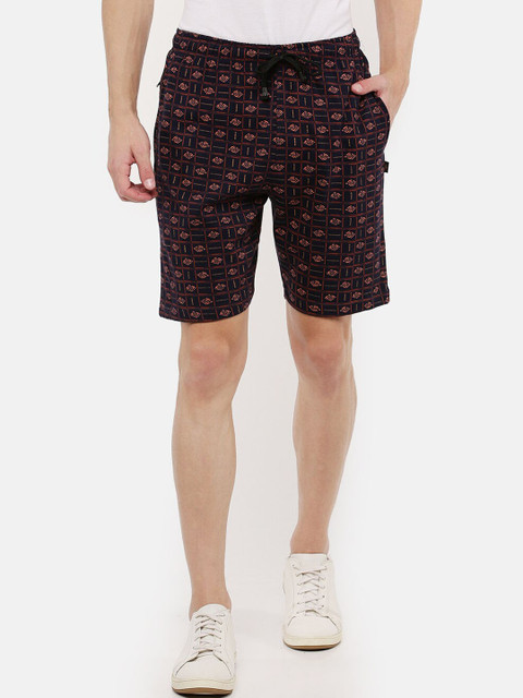 

DIXCY SCOTT Men Multicoloured Printed Regular Shorts With A Concealed Zipper Pocket, Multi