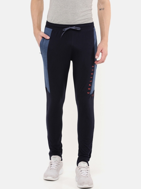 

DIXCY SCOTT Men Navy Blue Colourblocked Slim-Fit Joggers