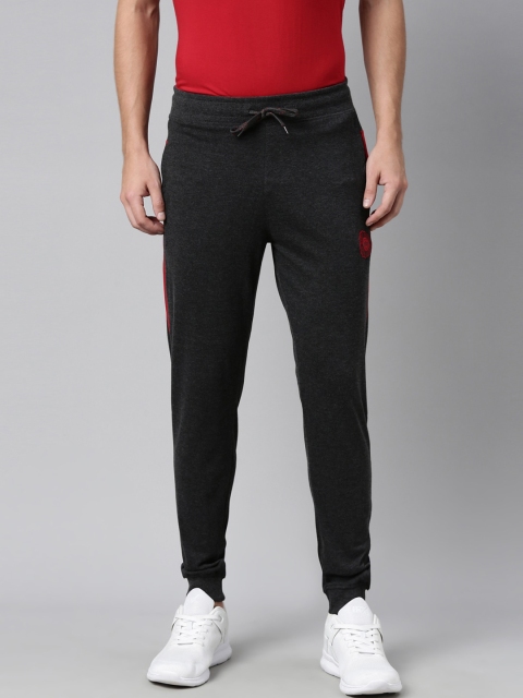 

DIXCY SCOTT Men Charcoal Grey Solid Cotton Slim-Fit Joggers