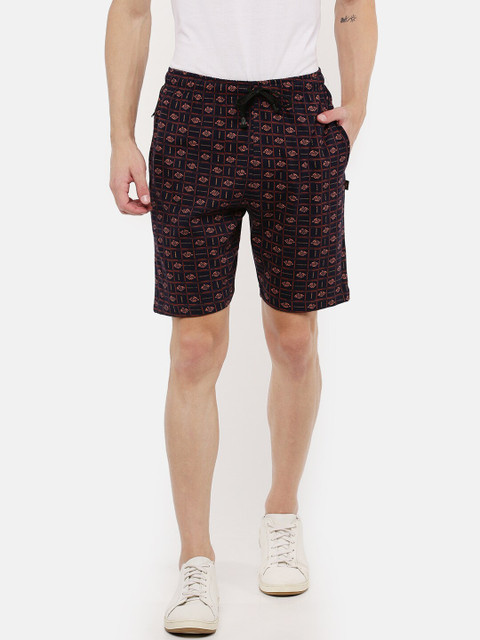 

DIXCY SCOTT Men Black Printed Regular Shorts