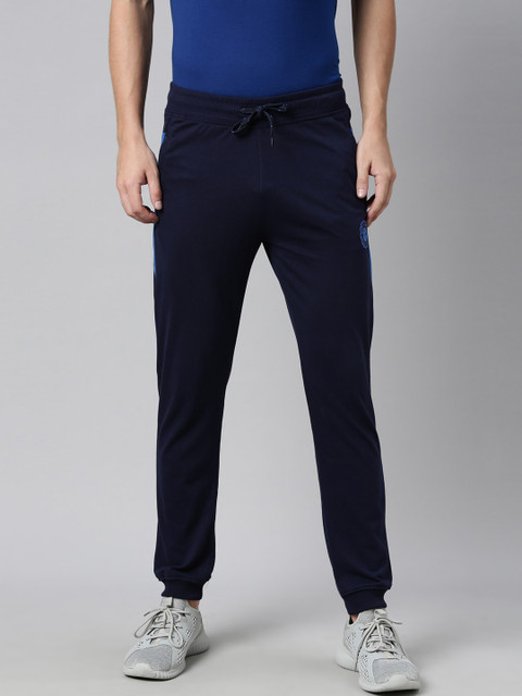 

DIXCY SCOTT Men Navy Blue Solid Cotton Slim-Fit Joggers