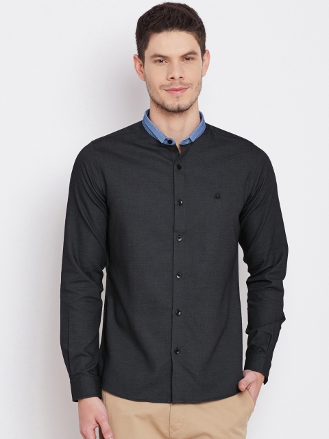 

United Colors of Benetton Men Navy Patterned Casual Shirt, Navy blue