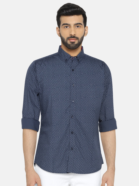 

United Colors of Benetton Men Navy Blue & White Regular Fit Printed Casual Shirt