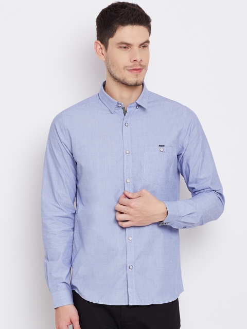 

United Colors of Benetton Men Blue Solid Casual Shirt
