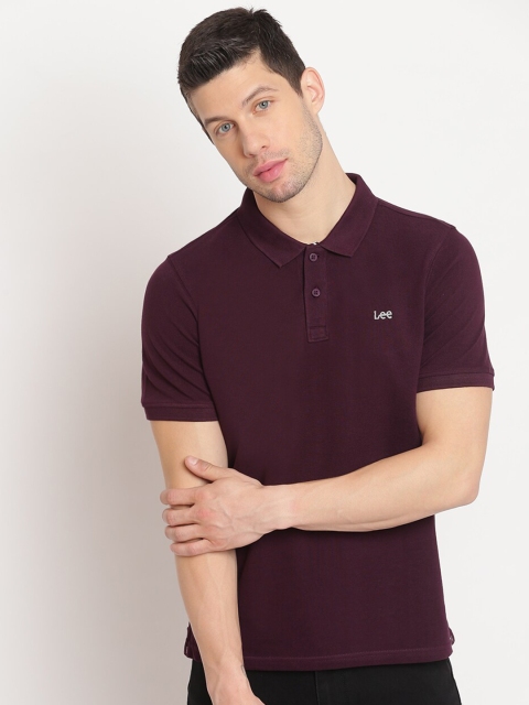 

Lee Men Burgundy Polo Collar Slim Fit T-shirt