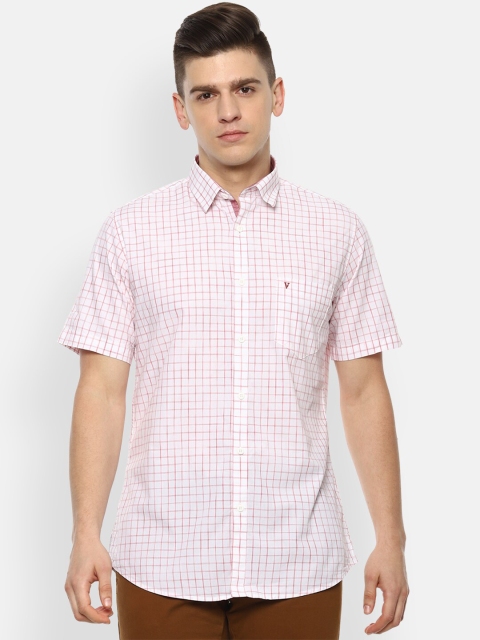 

Van Heusen Sport Men Pink Slim Fit Opaque Grid Tattersall Checked Pure Cotton Casual Shirt