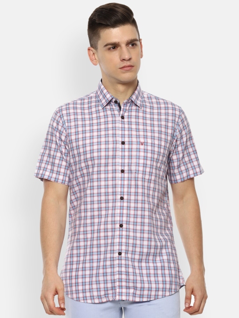 

Van Heusen Sport Men Blue & Pink Slim Fit Opaque Checked Pure Cotton Casual Shirt
