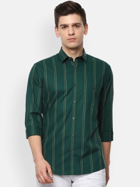 

Louis Philippe Sport Men Green Slim Fit Opaque Vertical Striped Pure Cotton Casual Shirt