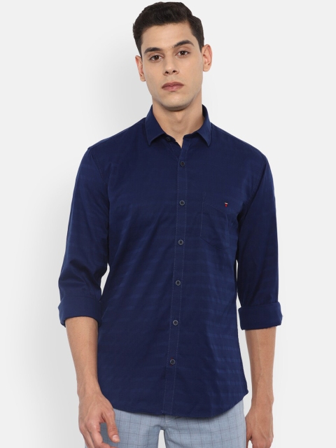 

Louis Philippe Sport Men Navy Blue Slim Fit Opaque Textured Striped Casual Shirt