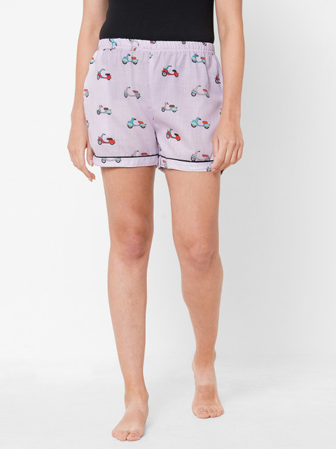 

FashionRack Women Purple Printed Lounge Shorts