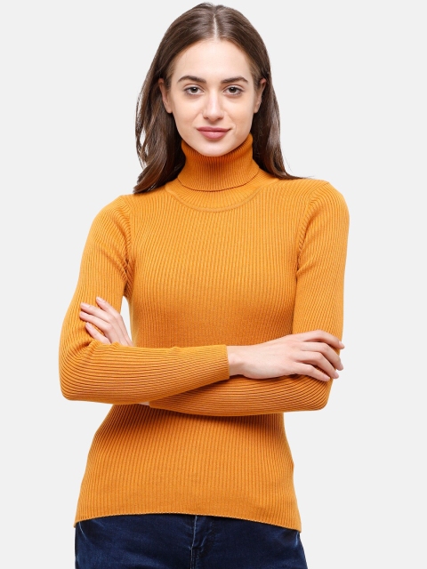 

98 Degree North Women Mustard Ribbed Turtle Neck Sweater