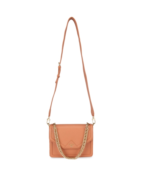 

Da Milano Pink Leather Structured Sling Bag with Applique