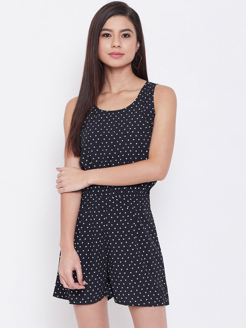 

Nun Women Navy Blue & White Printed Rompers