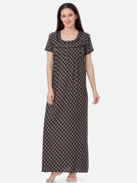 

Sand Dune Black Printed Maxi Nightdress