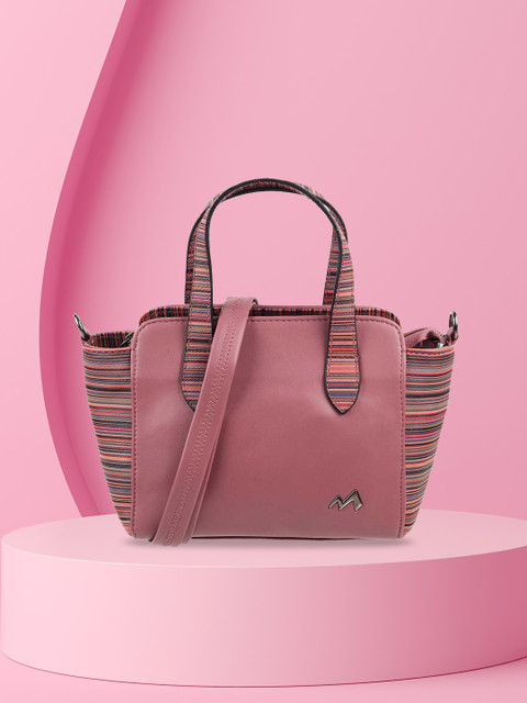 

Metro Women Pink Striped PU Swagger Handheld Bag