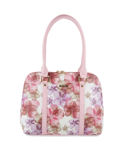 

Metro Pink Floral Printed PU Structured Handheld Bag