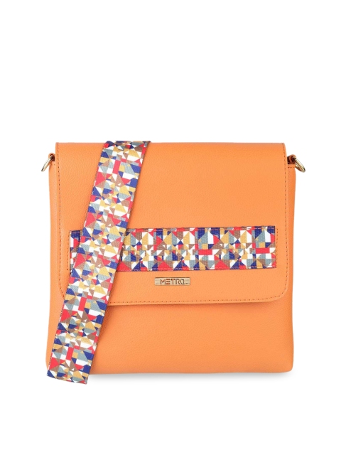 

Metro Orange Floral Printed PU Shopper Sling Bag