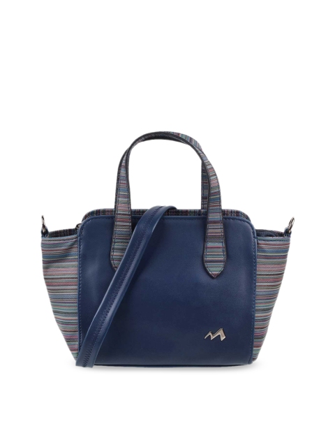 

Metro Blue Striped PU Swagger Handheld Bag