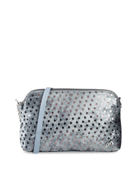 

Metro Women Blue PU Swagger Sling Bag with Cut Work