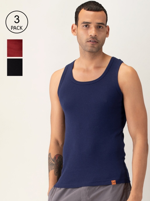

DAMENSCH Men Pack Of 3 Solid Pure NEO-Cotton Innerwear Vests, Red