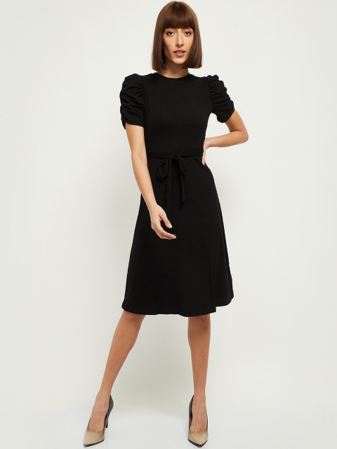 

max Women Black Fit& Flare Tie-Ups Dress