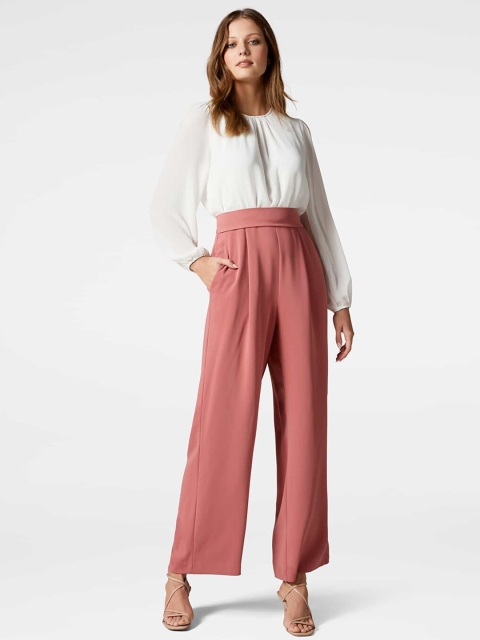 

Forever New Women White & Pink Jumpsuit