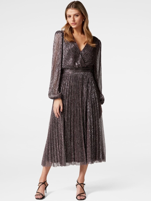 

Forever New Grey Pleated Midi Dress