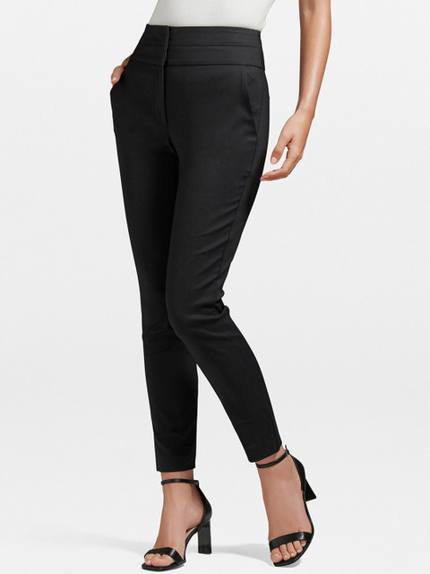 

Forever New Women Black Slim Fit High-Rise Trousers