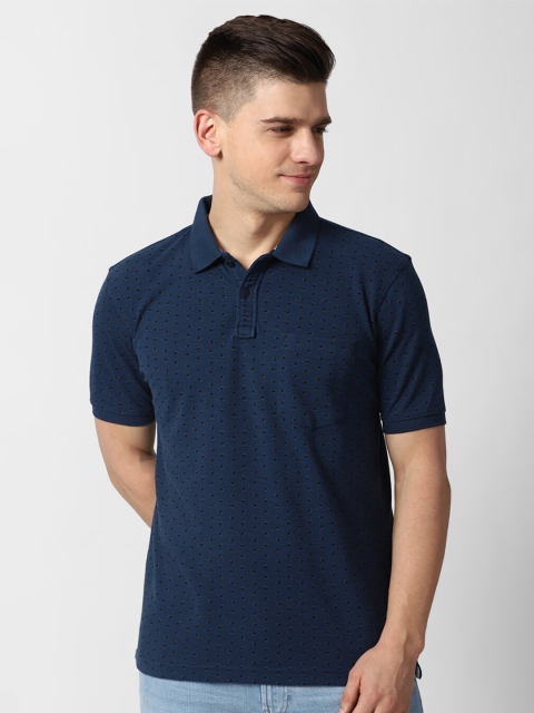 

Peter England Casuals Men Navy Blue Polo Collar T-shirt