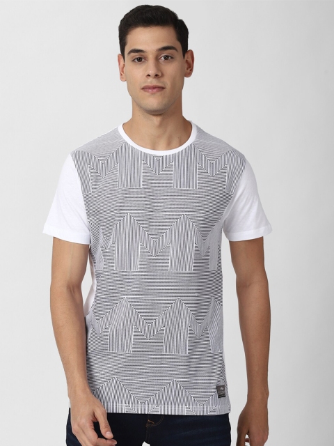

Peter England Casuals Men White Printed Monochrome T-shirt
