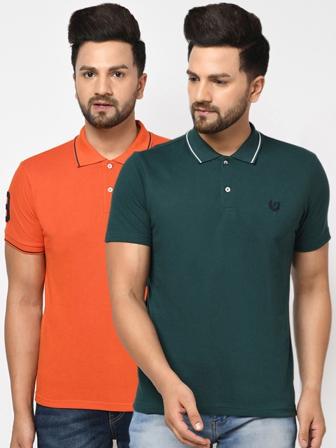 

ELEGANCE Men Green 2 Polo Collar Pockets T-shirt