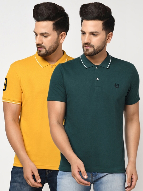 

ELEGANCE Men Mustard Yellow & banana 2 Polo Collar Pockets T-shirt