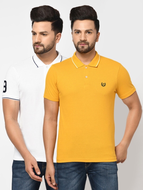 

ELEGANCE Men Yellow 2 Polo Collar Applique T-shirt