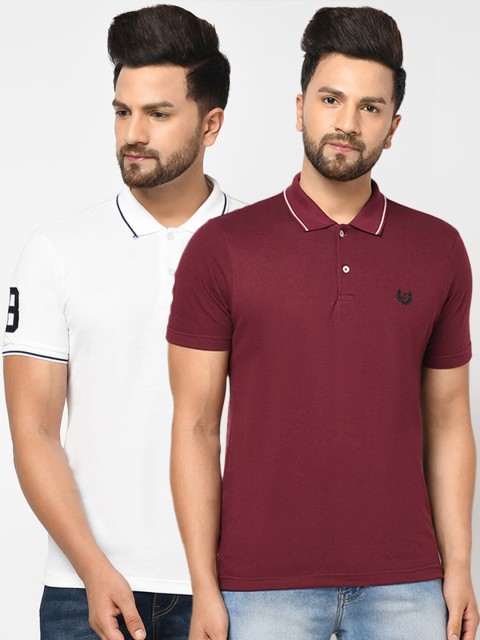 

ELEGANCE Men White 2 Polo Collar T-shirt