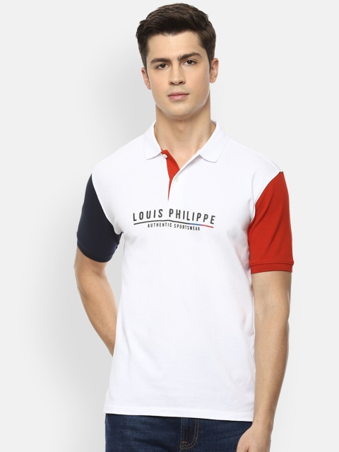 

Louis Philippe Sport Men White & Red Colourblocked Polo Collar T-shirt
