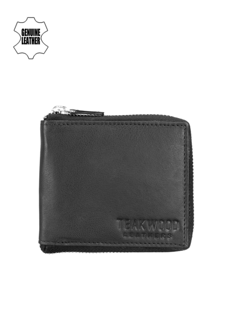 

Teakwood Leather Unisex Black Leather Wallet