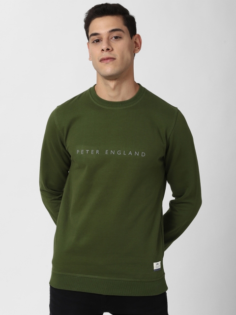 

Peter England Casuals Men Olive Green Printed Sweatshirt