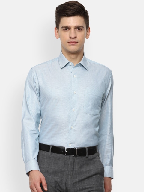

Luxure by Louis Philippe Men Blue Opaque Textured Formal Shirt