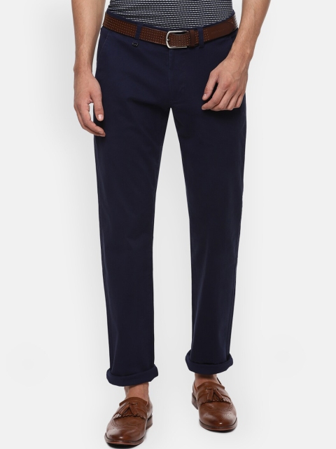 

Van Heusen Men Navy Blue Mid-Rise Regular Fit Trousers